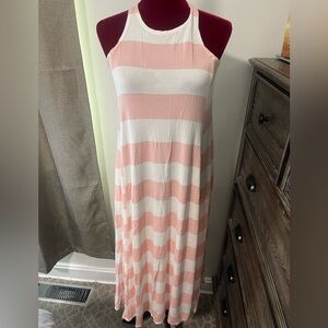 Pink and Orange Sleeveless Maxi Sundress